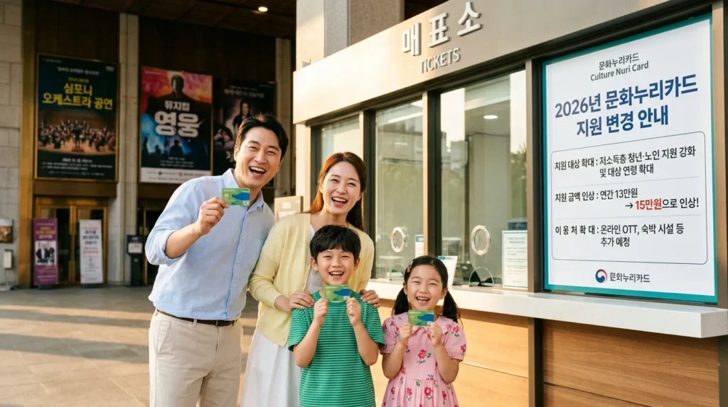 2026년 문화누리카드 지원 대상 및 수혜 금액 변화