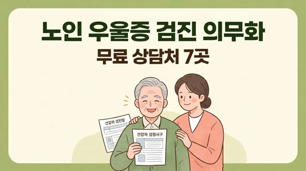 노인 우울증 국가건강검진 의무화 및 무료 심리상담처 7곳 안내